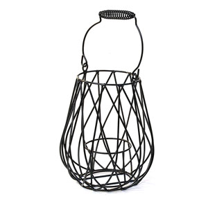 Wire  Lantern with Folding Handle Black