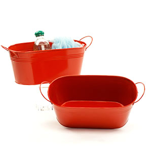 12" Oval Tin Red Tub