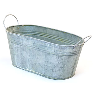 12" Tin Oval Tub Vintage Finish