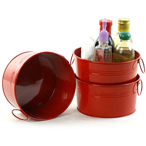 8" Round Tin Tub  Red