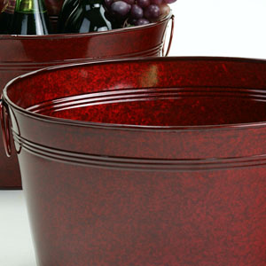 14" Tin Oval  Deep Tub Transparent Red
