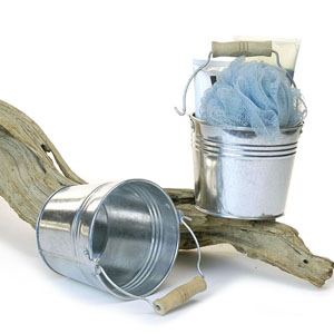 5" Galvanized Pail with Wood