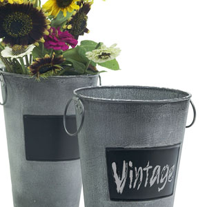French Bucket with Chalk Board Vintage