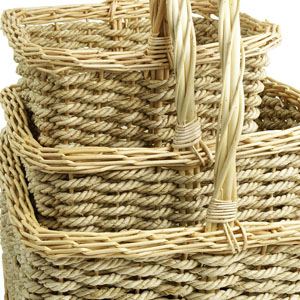 Sq Peeled Willow/Corn husk Shop s/3