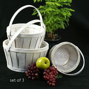 Round Woodchip set of 3 White