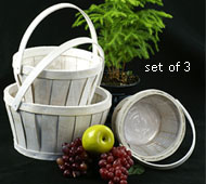 Round Woodchip set of 3 White