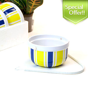 Ceramic Shop Yel-White-Blue Stripe 