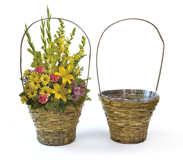 Bamboo Flower Basket Large Stained