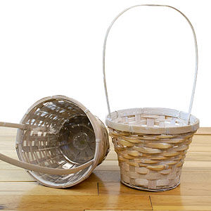 Bamboo Flower Basket White Small Single