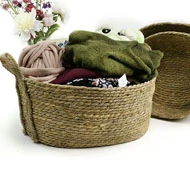 Rush Seagrass Twine Storage Bin Natural Large