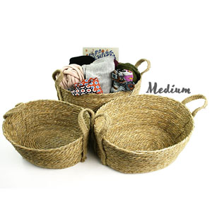 Rush Seagrass Twine Storage Bin Natural Medium