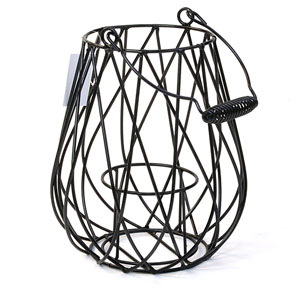 Wire  Lantern with Folding Handle Black