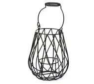 Wire  Lantern with Folding Handle Black