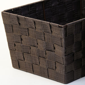 Woven Strap  Basket Rectangle  -Single Medium  Dark Brown
