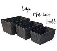 Woven Strap  Basket Rectangle  -Single Medium Dark Gray
