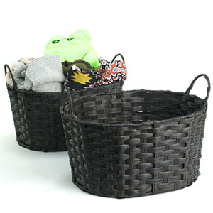 Woven Oval Storage Bin Dark Brown