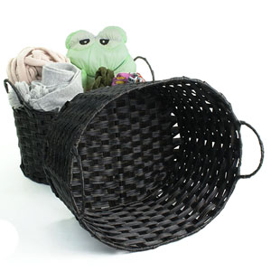 Woven Oval Storage Bin Dark Brown