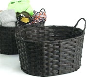 Woven Oval Storage Bin Dark Brown