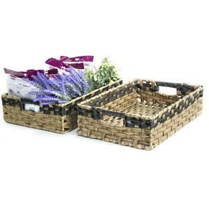 Woven Tray Rectangle Natural/Black