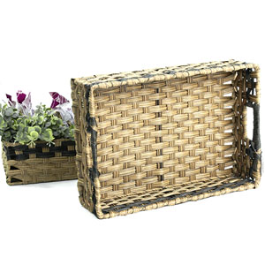 Woven Tray Rectangle Natural/Black