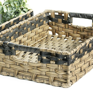 Woven Tray Rectangle Natural/Black