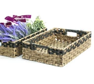 Woven Tray Rectangle Natural/Black