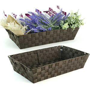 Woven Strap  Basket Rectangle -Single Dark Brown