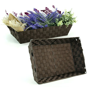 Woven Strap  Basket Rectangle -Single Dark Brown