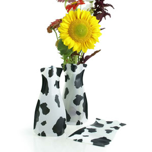 Poly Collapsible Vase - Cow Print (10/pk)