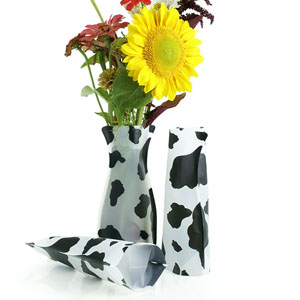 Poly Collapsible Vase - Cow Print (10/pk)