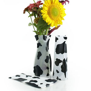 Poly Collapsible Vase - Cow Print (10/pk)