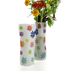 Poly Collapsible Vase - Colorful Daisies (10/pk)