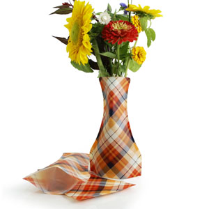 Poly Collapsible Vase - Rust Plaid (10/pk)