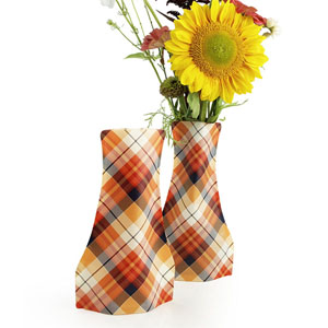 Poly Collapsible Vase - Rust Plaid (10/pk)