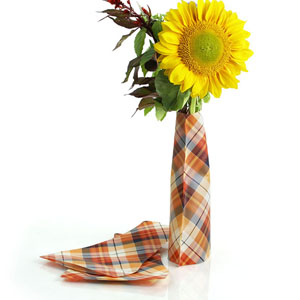 Poly Collapsible Vase - Rust Plaid (10/pk)