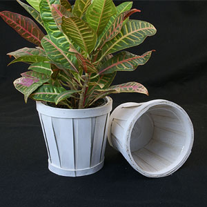 6" Woodchip Pot Cover White