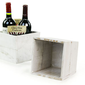 Wood Square Pot Deep White