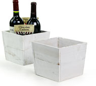 Wood Square Pot Deep White