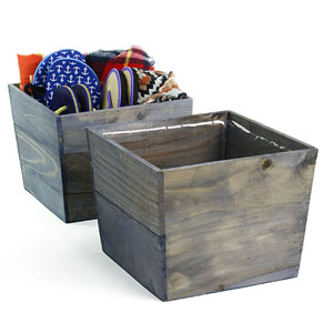 Sq Top Wooden Planter Farmhouse Blue