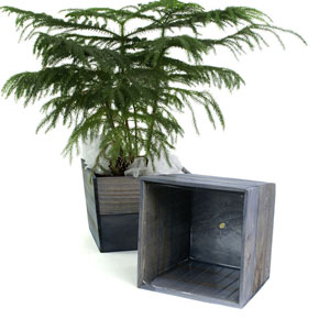 Sq Top Wooden Planter Farmhouse Blue