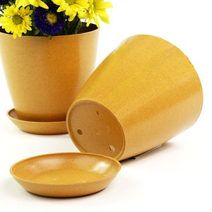 6.5" Biodegradable Pot  with tray- Orange