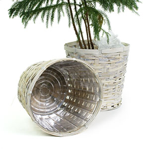 Rattan pot cover for 8" Pot - White Wash