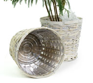 Rattan pot cover for 8" Pot - White Wash