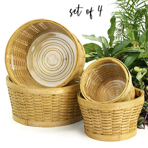 Woodchip Round Bowl Honey Color s/4