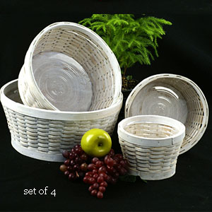 Woodchip Round Bowl White