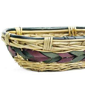 Willow/Woodchip Oval Tray Green & Wine Braid