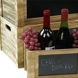 WOOD Crate s/4 Burnt Finish with chalkboard