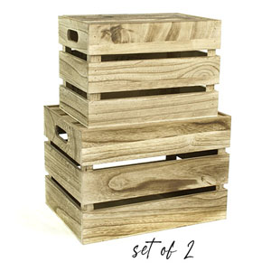 WOOD Crate S/2 Burnt Finish with Lid