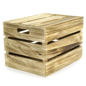 WOOD Crate Burnt Finish with Lid Large