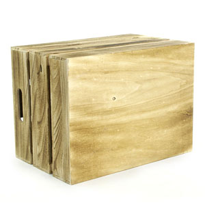 WOOD Crate Burnt Finish with Lid Large